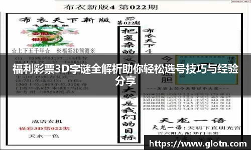 福利彩票3D字谜全解析助你轻松选号技巧与经验分享